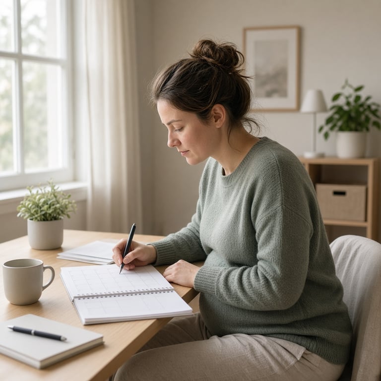 Gravid arbeidstaker som planlegger permisjon sammen med kalender og dokumenter