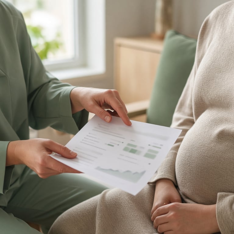 Gravid person hos jordmor får informasjon om blodprøve og jernstatus